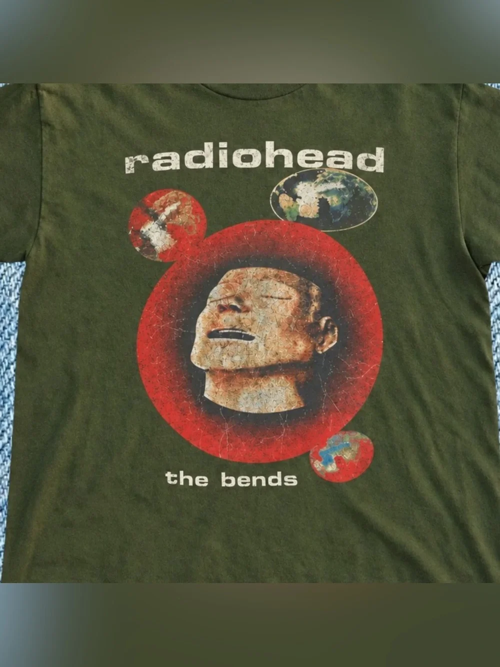 Gildan Radiohead The Bends Graphic T-Shirt Military Green For Unisex